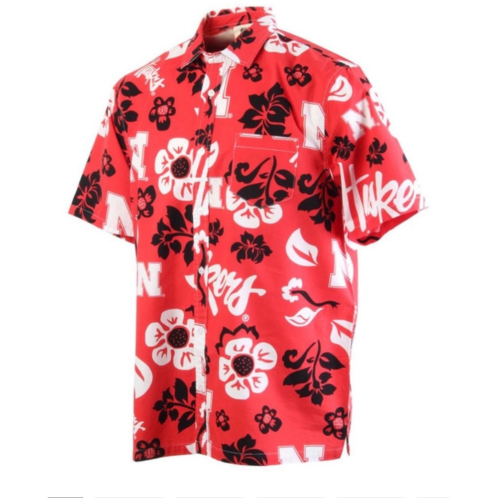Wes and Willy Nebraska Cornhuskers Hawaiian Shirt Red Mens Size S Game Day